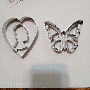 Bridgerton 2 Pk Cookie Cutters Heart W/Cameo-Butterfly Stainless Steel 3x3.5